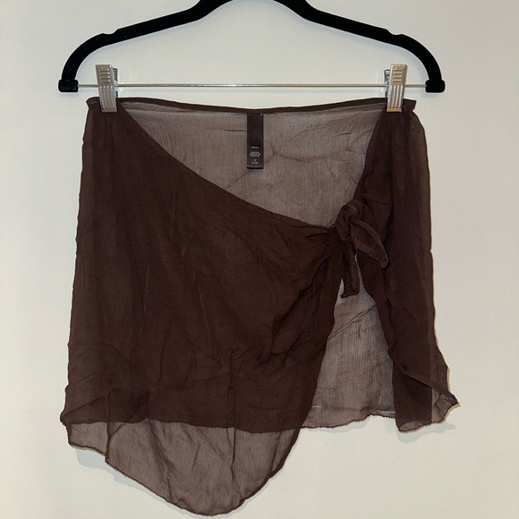 Skims SILK CHIFFON COVER UP WRAP SKIRT COCOA Small - Picture 5 of 9